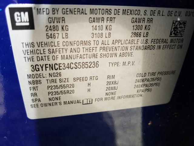 Photo 9 VIN: 3GYFNCE34CS585236 - CADILLAC SRX PREMIU 