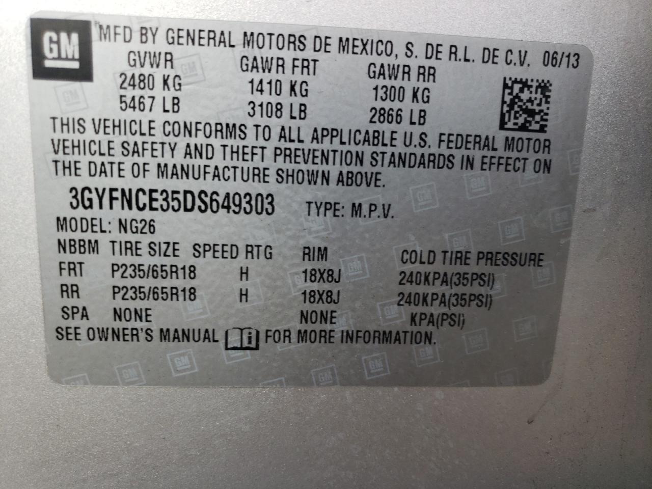 Photo 11 VIN: 3GYFNCE35DS649303 - CADILLAC SRX 