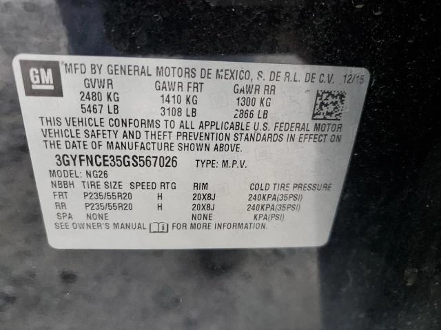 Photo 12 VIN: 3GYFNCE35GS567026 - CADILLAC SRX PERFOR 