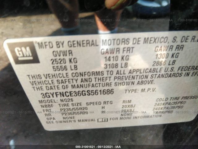 Photo 8 VIN: 3GYFNCE36GS561686 - CADILLAC SRX 