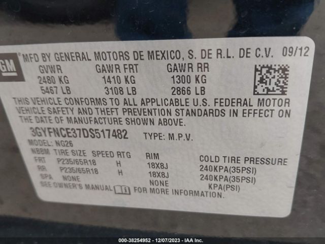 Photo 8 VIN: 3GYFNCE37DS517482 - CADILLAC SRX 