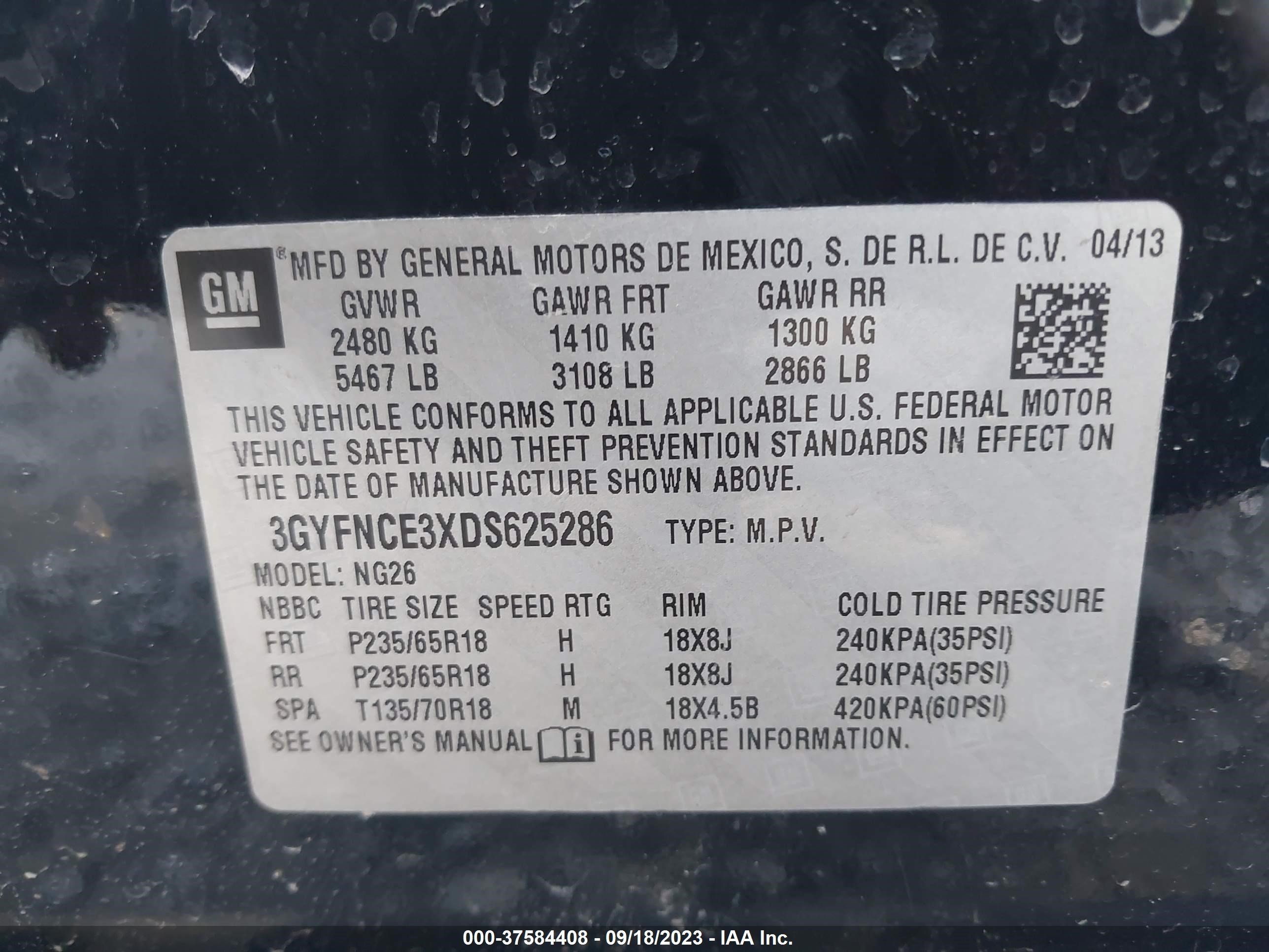 Photo 8 VIN: 3GYFNCE3XDS625286 - CADILLAC SRX 