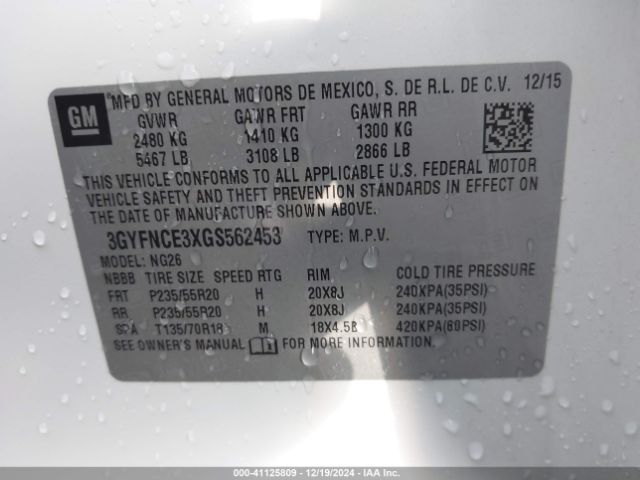 Photo 8 VIN: 3GYFNCE3XGS562453 - CADILLAC SRX 