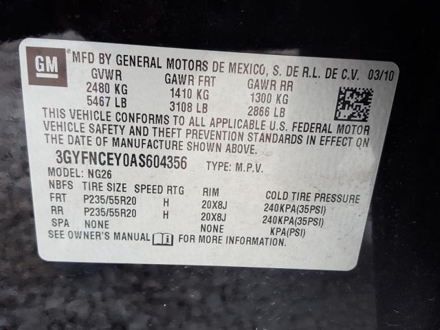 Photo 9 VIN: 3GYFNCEY0AS604356 - CADILLAC SRX PREMIU 