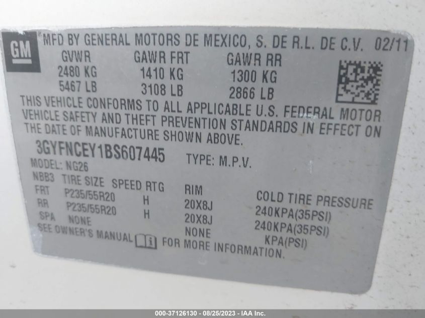 Photo 8 VIN: 3GYFNCEY1BS607445 - CADILLAC SRX 