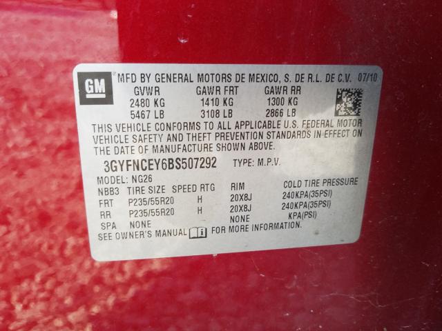 Photo 9 VIN: 3GYFNCEY6BS507292 - CADILLAC SRX PREMIU 