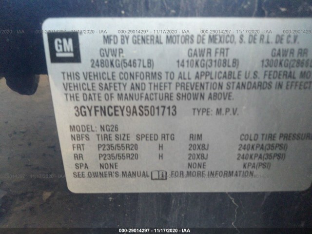 Photo 8 VIN: 3GYFNCEY9AS501713 - CADILLAC SRX 