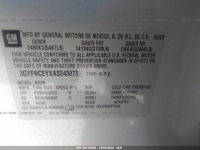 Photo 8 VIN: 3GYFNCEYXAS543873 - CADILLAC SRX 