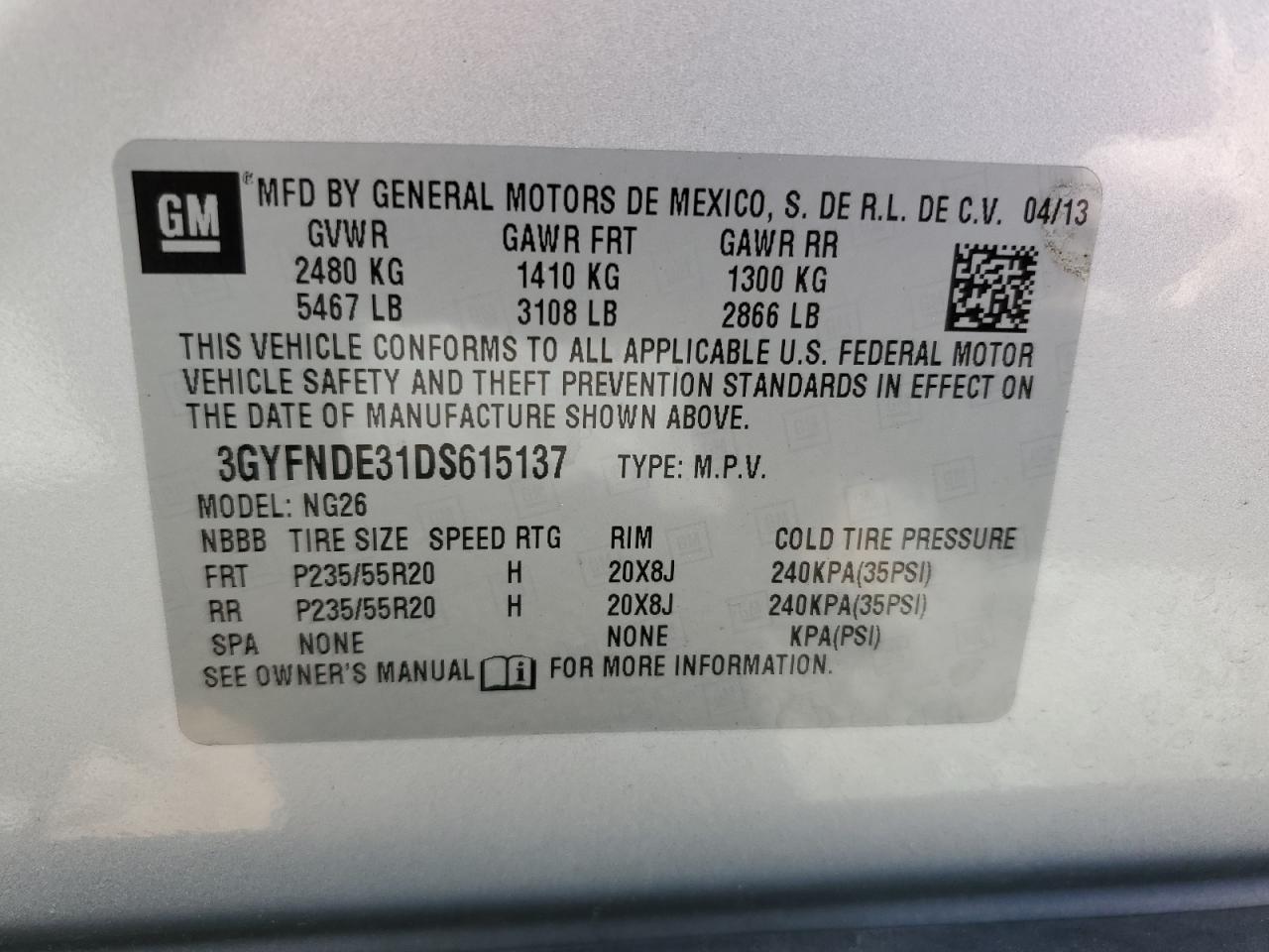 Photo 11 VIN: 3GYFNDE31DS615137 - CADILLAC SRX 