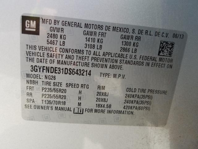 Photo 9 VIN: 3GYFNDE31DS643214 - CADILLAC SRX PERFOR 