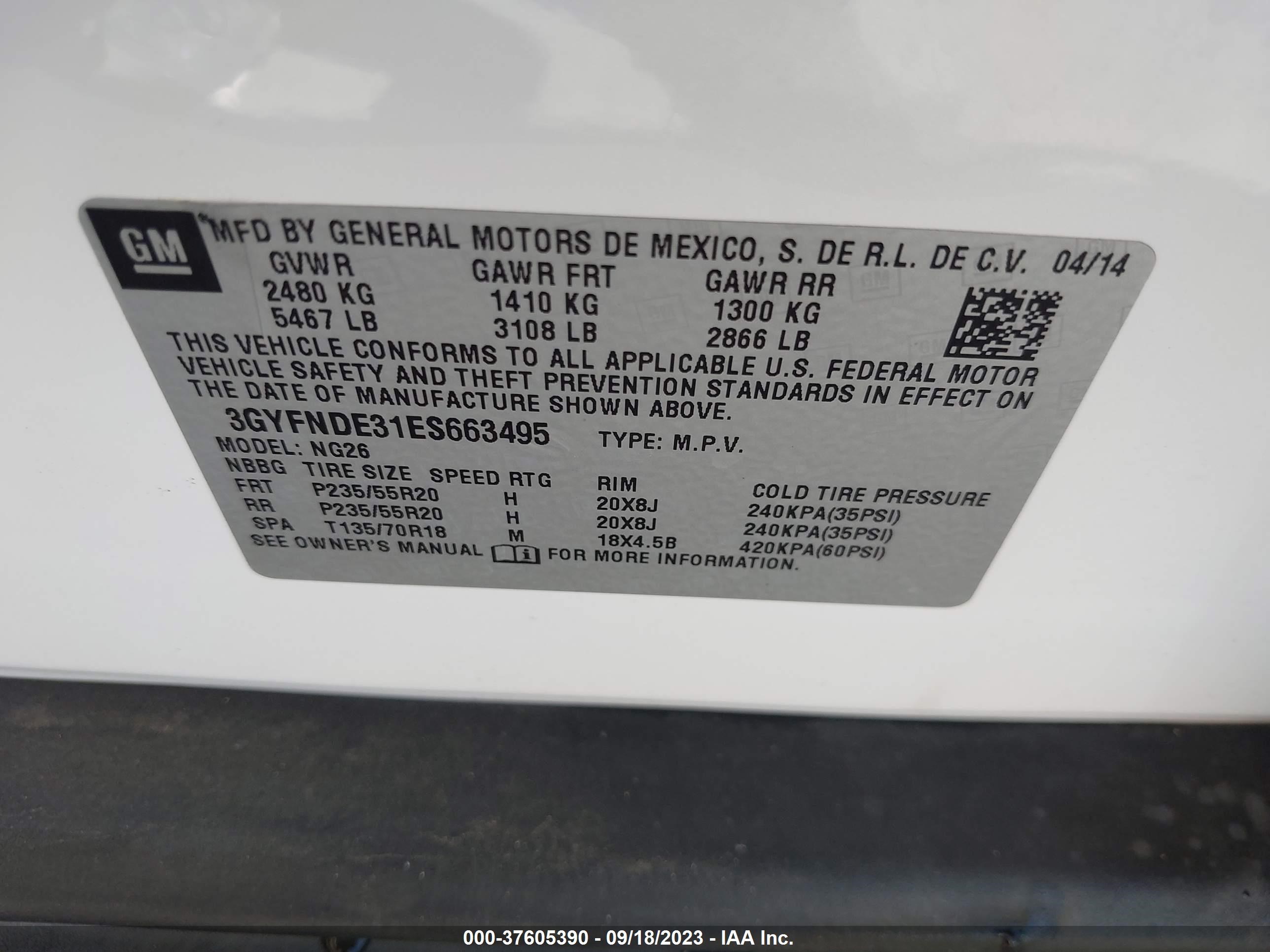 Photo 8 VIN: 3GYFNDE31ES663495 - CADILLAC SRX 