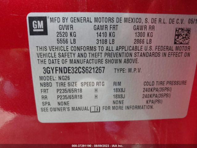 Photo 8 VIN: 3GYFNDE32CS621267 - CADILLAC SRX 