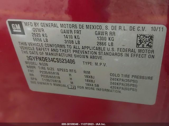 Photo 8 VIN: 3GYFNDE34CS523406 - CADILLAC SRX 