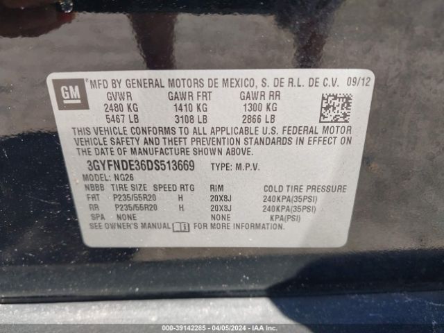 Photo 8 VIN: 3GYFNDE36DS513669 - CADILLAC SRX 