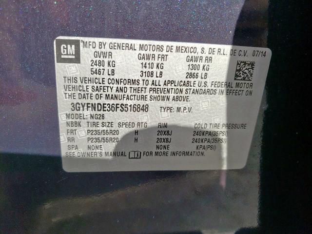 Photo 9 VIN: 3GYFNDE36FS516848 - CADILLAC SRX PREMIU 