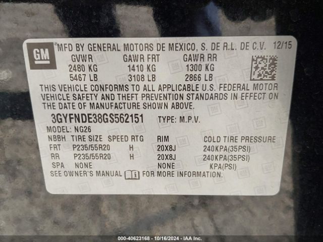 Photo 8 VIN: 3GYFNDE38GS562151 - CADILLAC SRX 