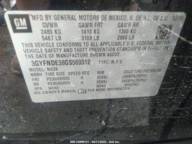 Photo 4 VIN: 3GYFNDE38GS569312 - CADILLAC SRX 