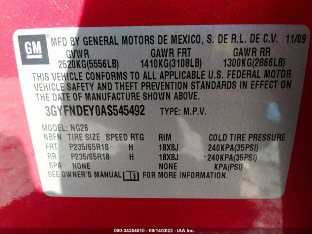 Photo 8 VIN: 3GYFNDEY0AS545492 - CADILLAC SRX 