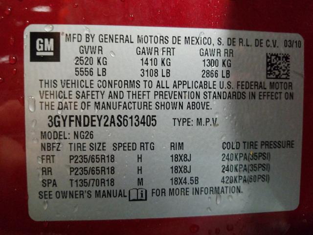 Photo 9 VIN: 3GYFNDEY2AS613405 - CADILLAC SRX LUXURY 