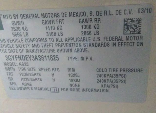 Photo 8 VIN: 3GYFNDEY3AS611825 - CADILLAC SRX 