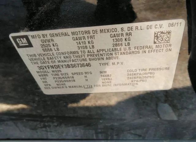 Photo 8 VIN: 3GYFNDEY3BS673646 - CADILLAC SRX 