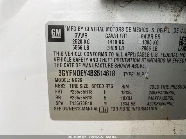 Photo 8 VIN: 3GYFNDEY4BS514618 - CADILLAC SRX 