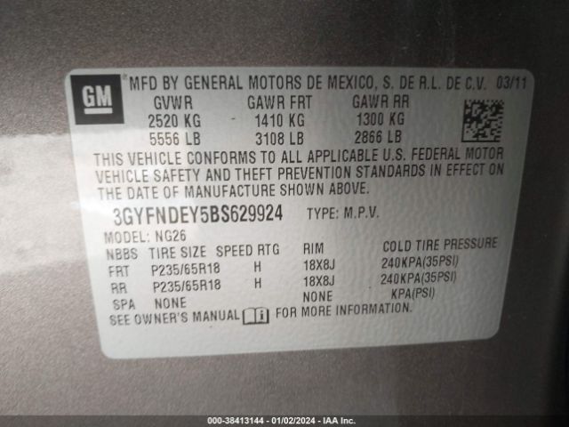 Photo 8 VIN: 3GYFNDEY5BS629924 - CADILLAC SRX 