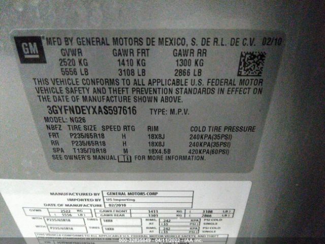 Photo 8 VIN: 3GYFNDEYXAS597616 - CADILLAC SRX 