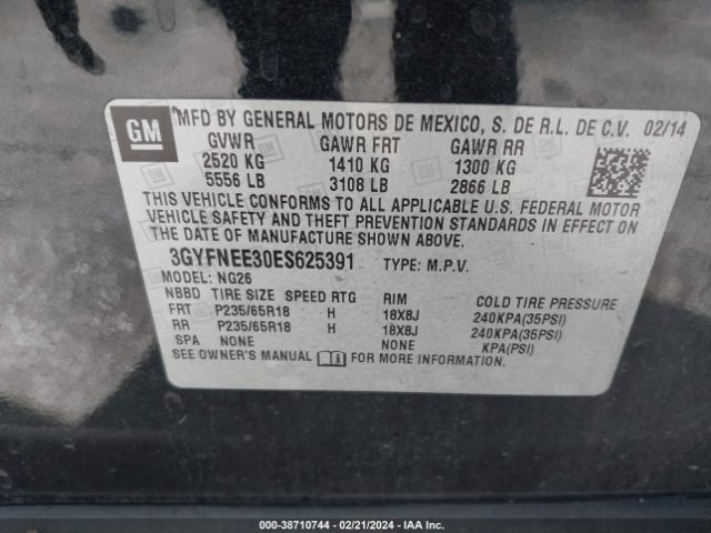 Photo 8 VIN: 3GYFNEE30ES625391 - CADILLAC SRX 