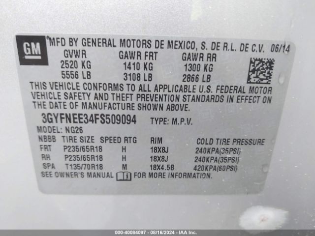 Photo 8 VIN: 3GYFNEE34FS509094 - CADILLAC SRX 