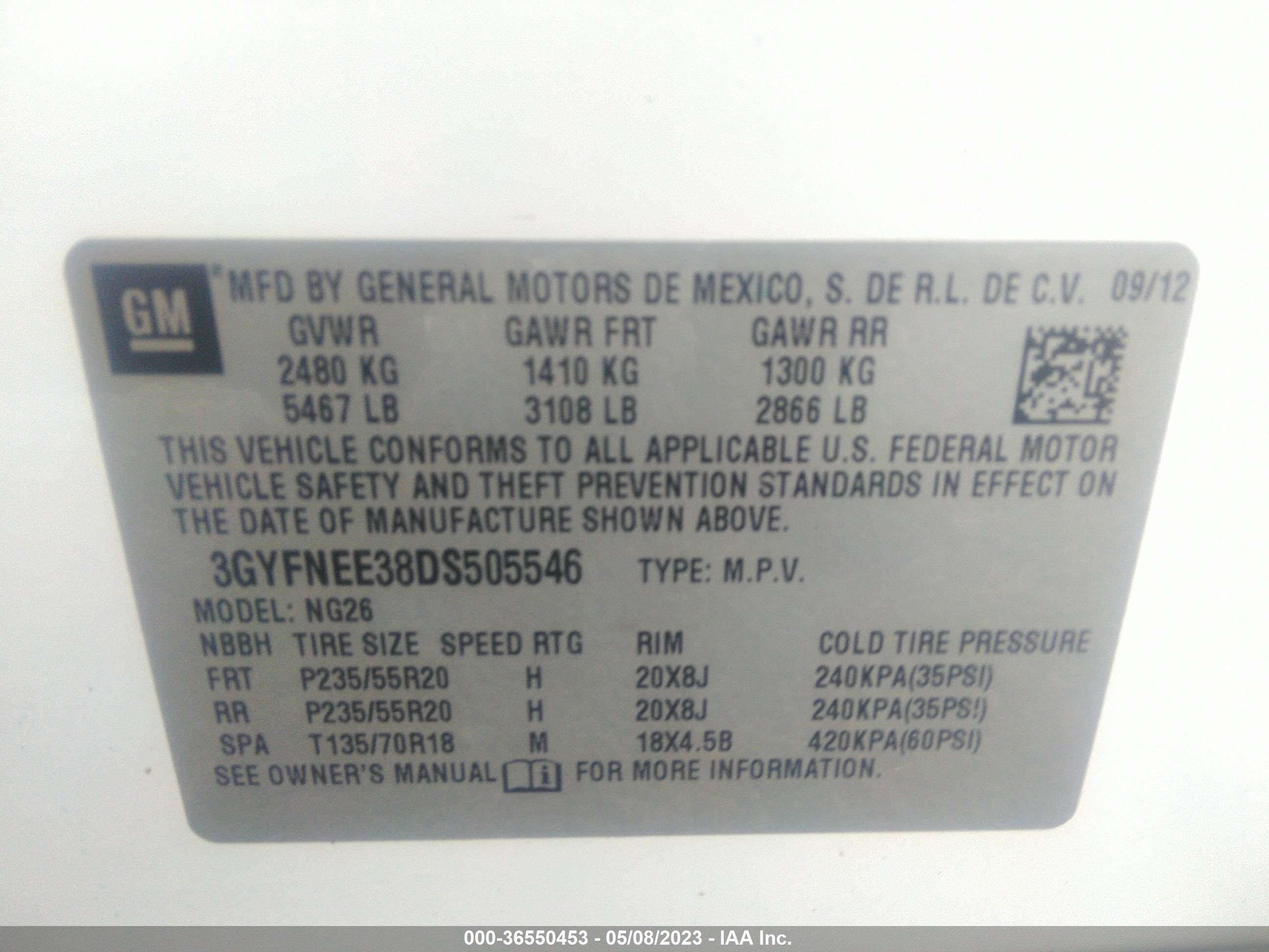 Photo 8 VIN: 3GYFNEE38DS505546 - CADILLAC SRX 