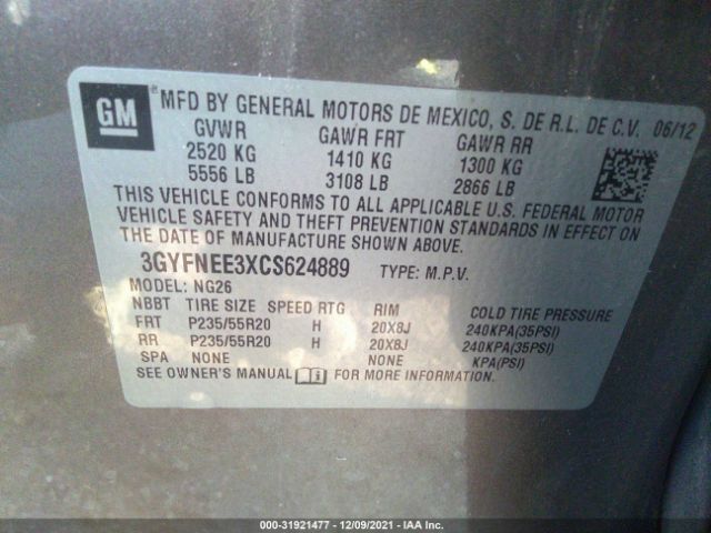 Photo 8 VIN: 3GYFNEE3XCS624889 - CADILLAC SRX 