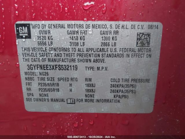 Photo 8 VIN: 3GYFNEE3XFS532119 - CADILLAC SRX 