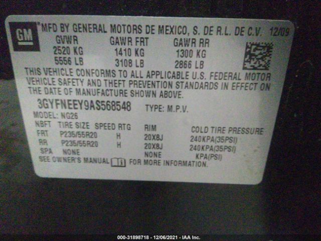 Photo 8 VIN: 3GYFNEEY9AS568548 - CADILLAC SRX 