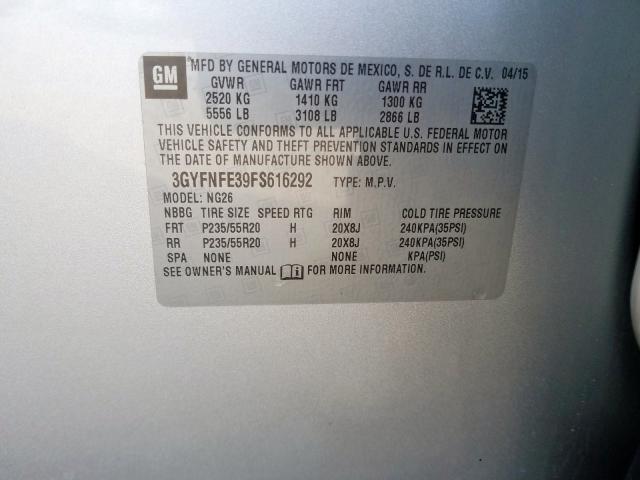 Photo 9 VIN: 3GYFNFE39FS616292 - CADILLAC SRX PERFOR 