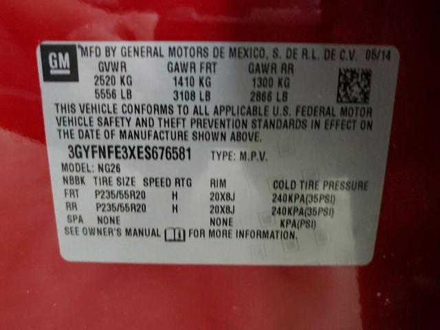 Photo 12 VIN: 3GYFNFE3XES676581 - CADILLAC SRX PERFOR 