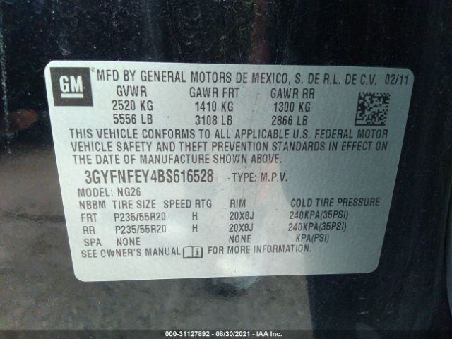 Photo 8 VIN: 3GYFNFEY4BS616528 - CADILLAC SRX 