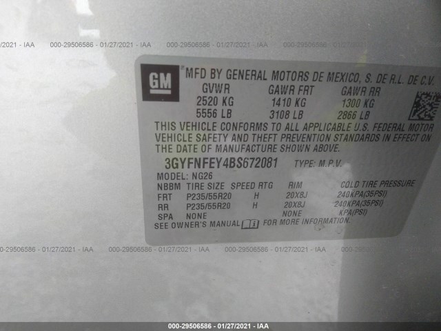 Photo 8 VIN: 3GYFNFEY4BS672081 - CADILLAC SRX 