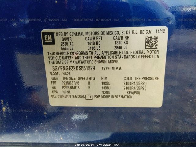 Photo 8 VIN: 3GYFNGE32DS551529 - CADILLAC SRX 