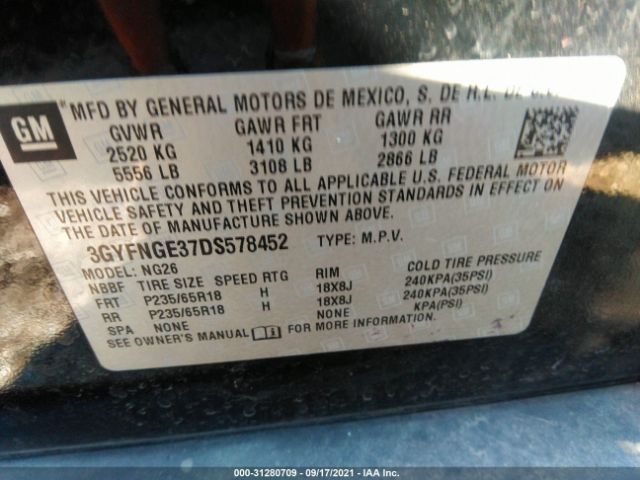 Photo 8 VIN: 3GYFNGE37DS578452 - CADILLAC SRX 