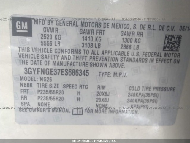 Photo 8 VIN: 3GYFNGE37ES686345 - CADILLAC SRX 