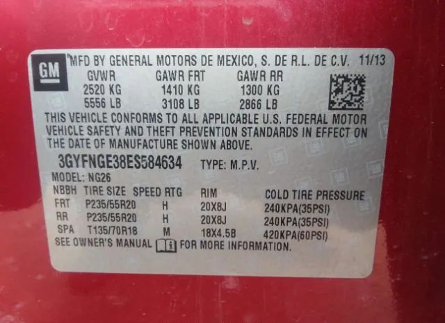 Photo 8 VIN: 3GYFNGE38ES584634 - CADILLAC SRX 