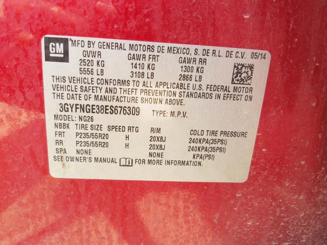 Photo 9 VIN: 3GYFNGE38ES676309 - CADILLAC SRX PREMIU 