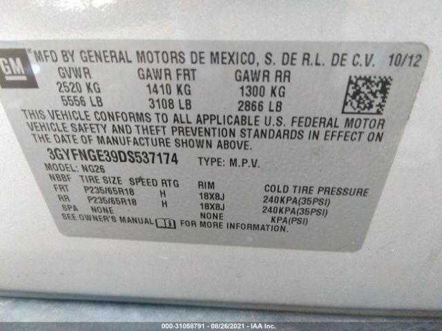 Photo 8 VIN: 3GYFNGE39DS537174 - CADILLAC SRX 