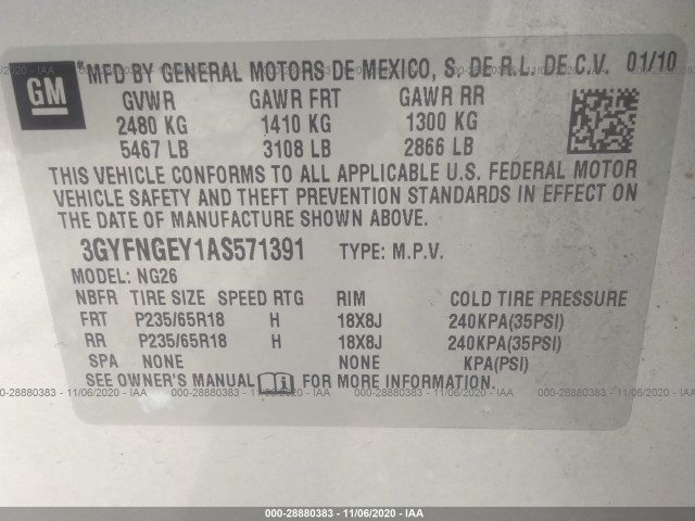 Photo 8 VIN: 3GYFNGEY1AS571391 - CADILLAC SRX 