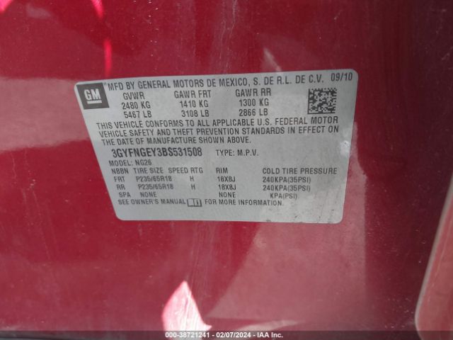 Photo 8 VIN: 3GYFNGEY3BS531508 - CADILLAC SRX 