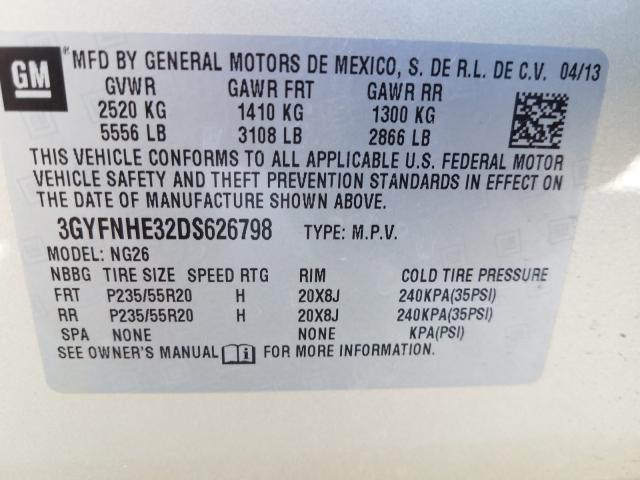 Photo 9 VIN: 3GYFNHE32DS626798 - CADILLAC SRX PERFOR 