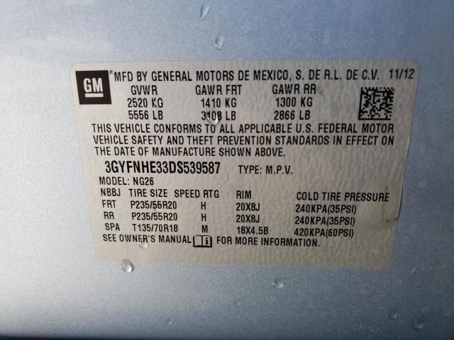 Photo 12 VIN: 3GYFNHE33DS539587 - CADILLAC SRX 