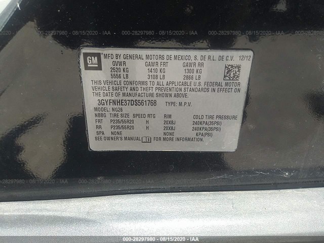 Photo 8 VIN: 3GYFNHE37DS561768 - CADILLAC SRX 