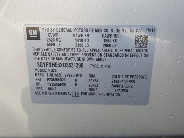 Photo 9 VIN: 3GYFNHE3XDS531390 - CADILLAC SRX PERFOR 